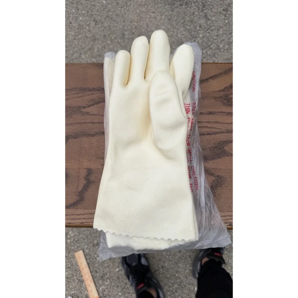 New Fleece‎ Lined Rubber Cleaning Gloves Household Kitchen Pair